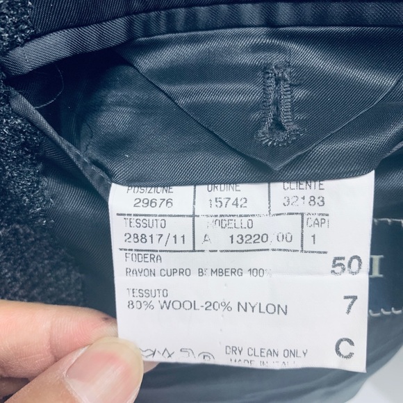Canali Black White Windowpane Sport Coat Sz US40C
